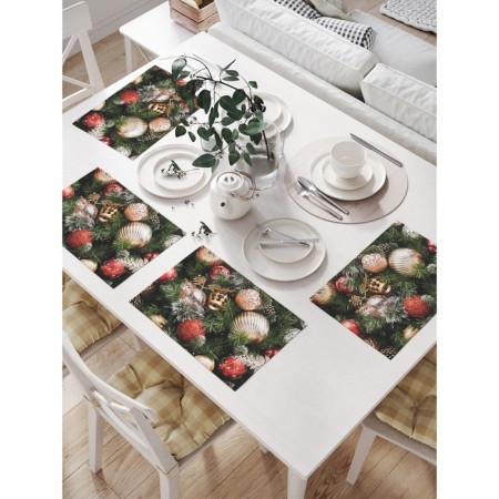 Set of napkins for setting the table "Festive decoration", rectangular, size 32x46 cm, 4 pcs