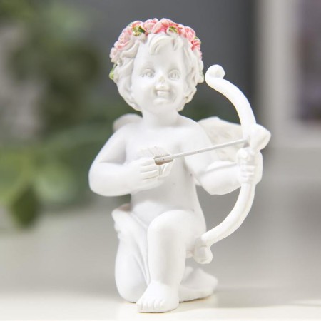 Souvenir Polystone "Cupid" in a wreath of roses, mix, 6.5x6x5 cm-1