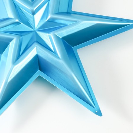 Figure "Star in the Star" Small Blue Metallic Metal, 38.8x33.5 cm-3