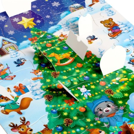 Puzzles with windows "New Year in the forest"-2