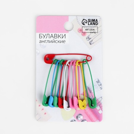 English pins, 37 mm, 10 pcs, colorful color-3