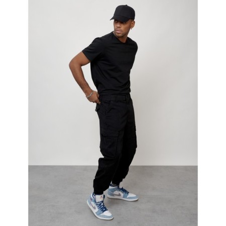 Cargo jeans male, size 48, black color-6