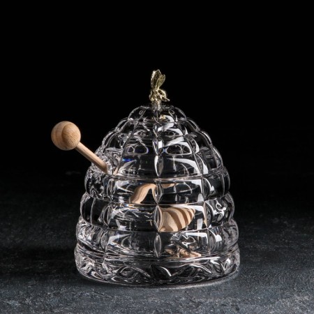 Crystal capacity for honey "Hive with a bee", 200 ml, h = 11.8 cm-2