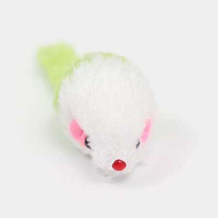Toy for cats "Small Mouse" two -tone, 5 cm, white/green-3
