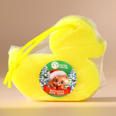 Children's washcloth for a duck, yellow, new year-1