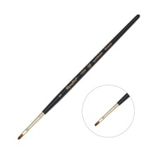 Кисть Roubloff Синтетика, имитация колонка, плоская, серия 1S25 № 3, ручка короткая чёрная матовая, жёлтая обойма