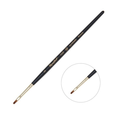 RUBLOFF brush synthetics, imitation column, flat, series 1S25 No. 3, short black matte handle, yellow clip