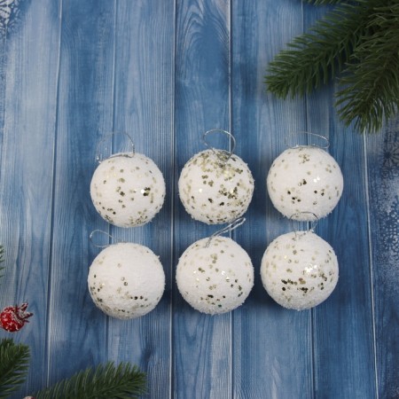 Set of balls plastic D-5 cm, 6 pcs "Golden intersperse"