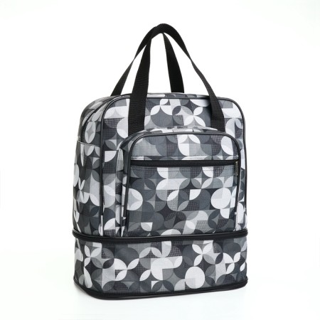Lightning bag, with an increase, external pocket, black/white color-2