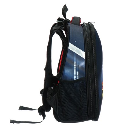School backpack 38 x 30 x 16 cm, ergonomic back, stavia "yellow machine", black-3