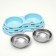 Metal dual bowl on a plastic base 2 x 160 ml, 25 x 14 x 5 cm, blue
