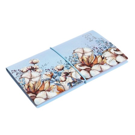 Bleaner dated 2024, 175x105 mm, 64 sheets of Escalada, soft binding, artificial leather "Nappa", foil embossing, white offset 70 g/m², blue-1