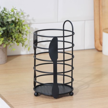 Drywall for cutlery shares, 10.3 × 10.3 × 18.5 cm, black color-2