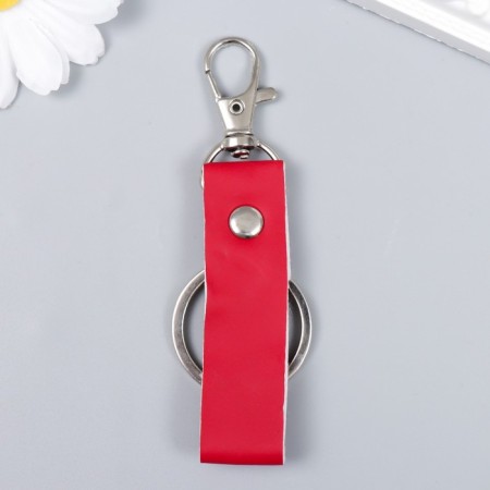 A keychain metal to leatherette with carbine "strap - bright" 7.5x3.2 cm-2