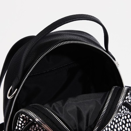 Women's backpack-mini on lightning, external pocket, Medvedkovo, black color-4