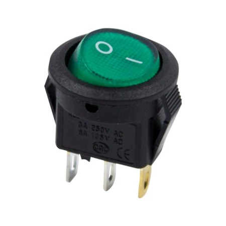 Round key 2 250V 3A (3C) On-off green with Micro backlight (RWB-106, SC-214) Rexan