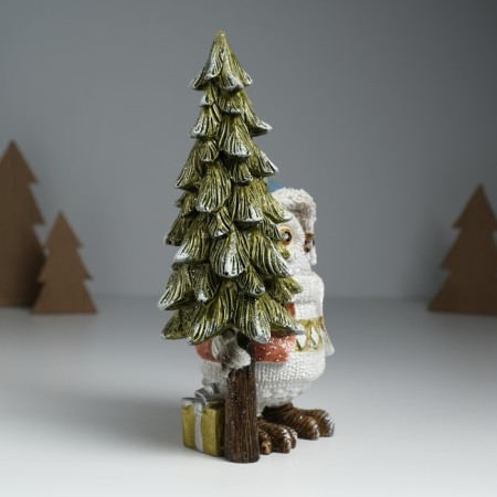 Polystone souvenir "Council in a sweater with rhombuses, with a beautiful Christmas tree" 13.6x8x20.5 cm-1