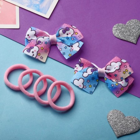 Hair set "Karapunka" (4 elastic bands, 2 clamps) cloud, 2 cm-1
