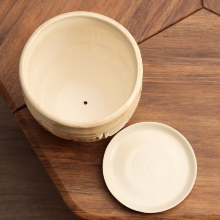 Set of pots 3pcs. "Meander" beige 10l, 3l, 1.2l-4