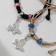 Bracelets "Demetrons" Two butterflies with beads, black-beige color, 8 cm
