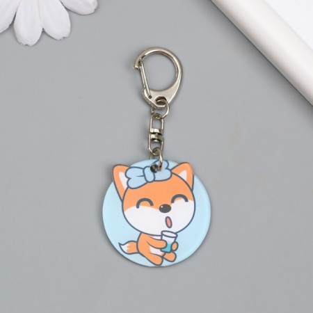 Acryl keychain "Fox with a glass" 4x3.8 cm