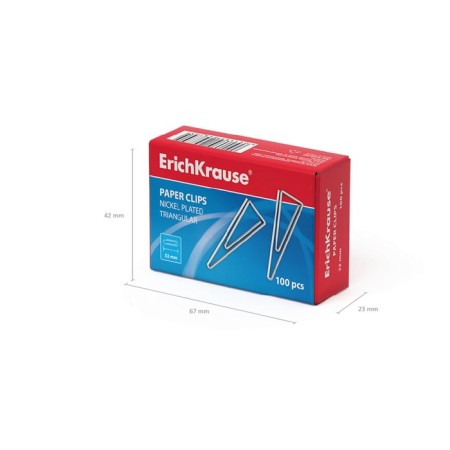 Office paper clips 32 mm, 100 pcs, Erichkrause, triangular, nickel-3