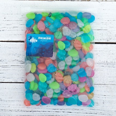 Decorative stones for the aquarium, luminous, 20 mm, 500 g, mix-3