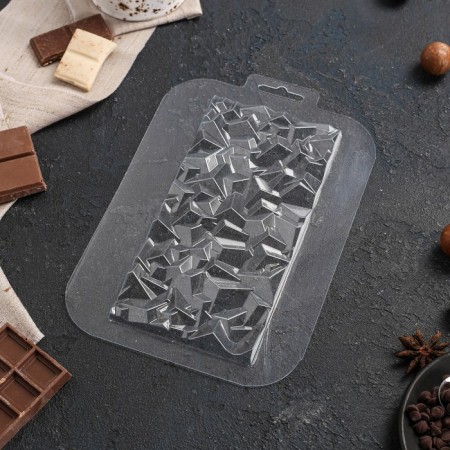 Form for chocolate and sweets Plastic "Tiles broken crystal", the color is transparent-1