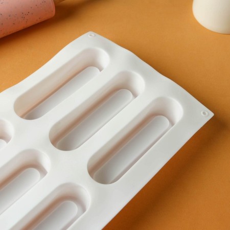 Form for mousse desserts and baking konfinetta "Venice", silicone, 29.5 × 17 × 3 cm, 6 cells, white color-5