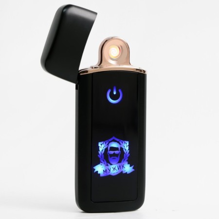 Electronic lighter "man", USB, spiral, 3 x 7.3 cm, black