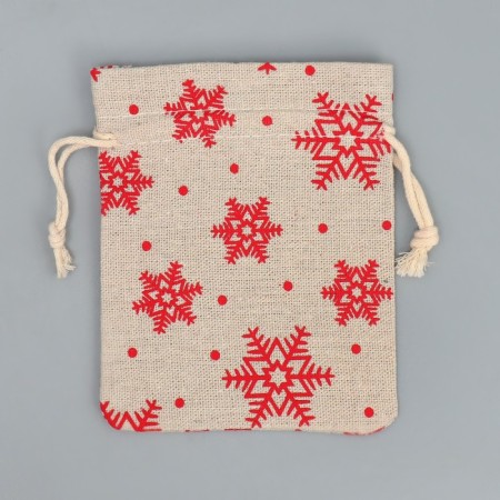 Bag gift canvas "New Year's expectations", snowflakes, canvas, 10 x 12 cm +/- 1.5 cm, New Year-5