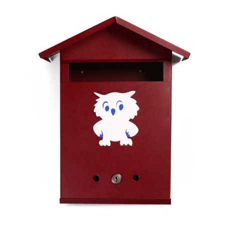 Mail box with a lock, vertical, "house", cherry-5