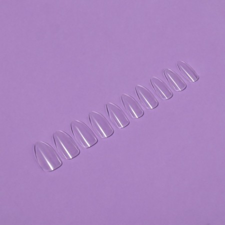 Tips for nail extension, 100 pcs, oval shape, full coating, in a container, color transparent color-2