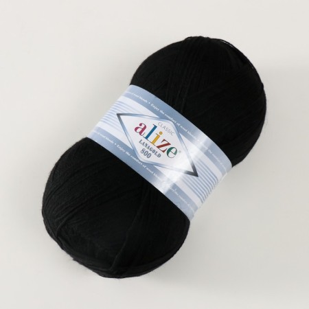 Yarn "Lanagold 800" 49% wool, 51% acrylic 730m/100g (60 black)-1