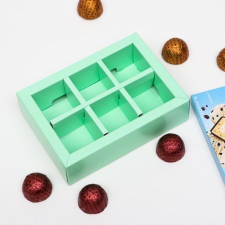 Box for sweets 6 pcs, mint, 13.7 x 9.85 x 3.86 cm-2