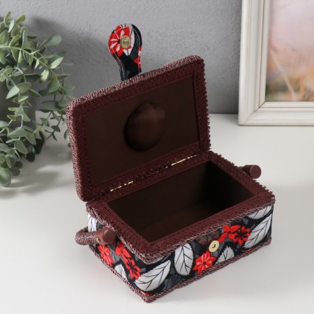 Poansettia on black needlework box 18x12x9.5 cm-2