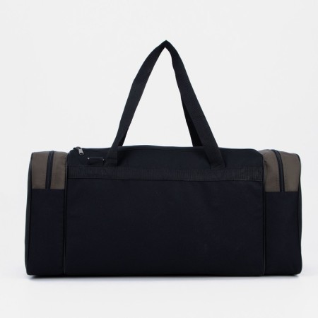 Road bag, 3 parts on zippers, external pocket, long belt, black color/hucky-1