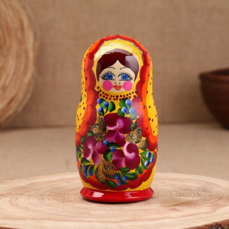 Матрёшка "Анастасия", жёлтое платье, 5-кукольная, 16 см-1