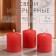 Candle cylinder, 4x5 cm, set 3 pcs, red