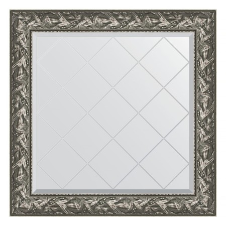 Mirror with engraving in the baguette frame, Byzantium silver 99 mm, 89x89 cm