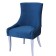 Chair "Marzio", velor fabric, Molding Nickel, support massif white, color ocean
