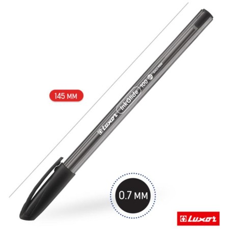 Ballpoint handle Luxor Inkglide 100 ICY, node 0.7 mm, trihedral, black, Mix body color-2