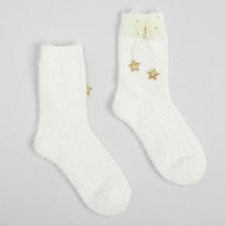 Tensor Minaku socks with bow, white color, size 36-39 (23-25 ​​cm)