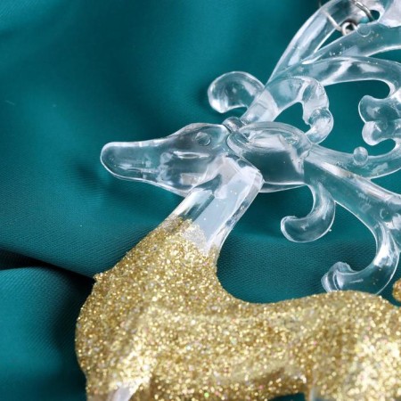 Christmas tree decoration "Deer with patterned horns shine" 9x16 cm, mix, transparent gold-1