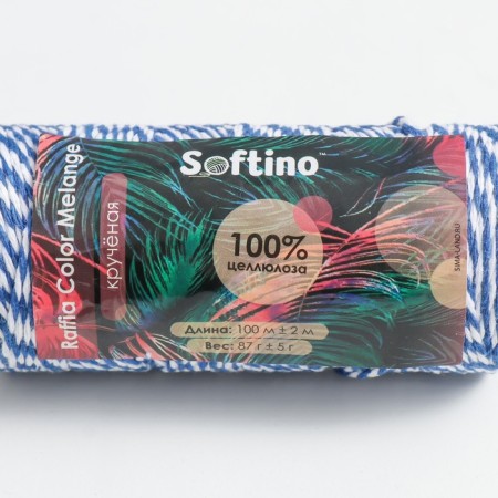 Yarn 100% cellulose "Softino Raffia Color Melange" Washed, Blue 100m ± 2m 87 GR-3
