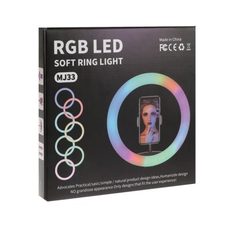 LED ring lamp RJ33, lamp 32 cm, colored backlight, 10 watts-21