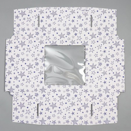 Box for a cake with a window, confectionery packaging "Stars" 30 x 30 x 19 cm-5