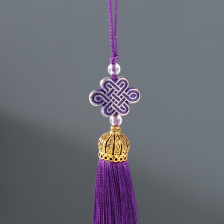 Textile suspension, plastic "Knot of happiness and infinity" purple 0.7x1x9.5 cm-1