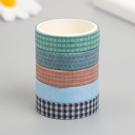 Adhesive tape paper "sky and sea" width 1 cm winding 2 m set 5 pcs