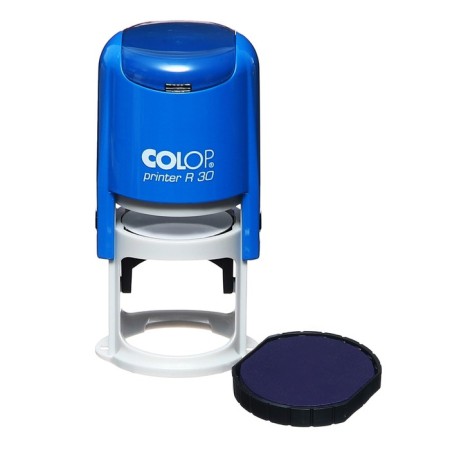 Equipment for round printing automatic Colop Printer R30, diameter 30 mm, with a lid, blue body-2